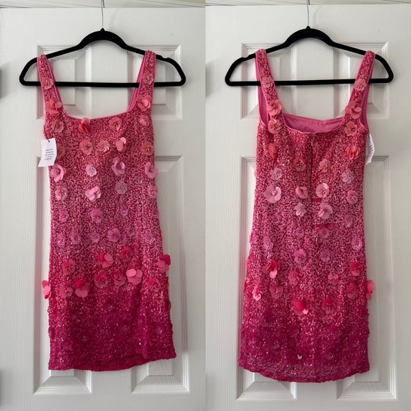Lovers + Friends Biarritz Sequin Embellished Mini Dress Pink Ombré NEW with tags - Picture 2 of 7